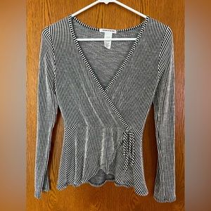 🍃CAUTION TO THE WIND🍃 crossover peplum long sleeve top